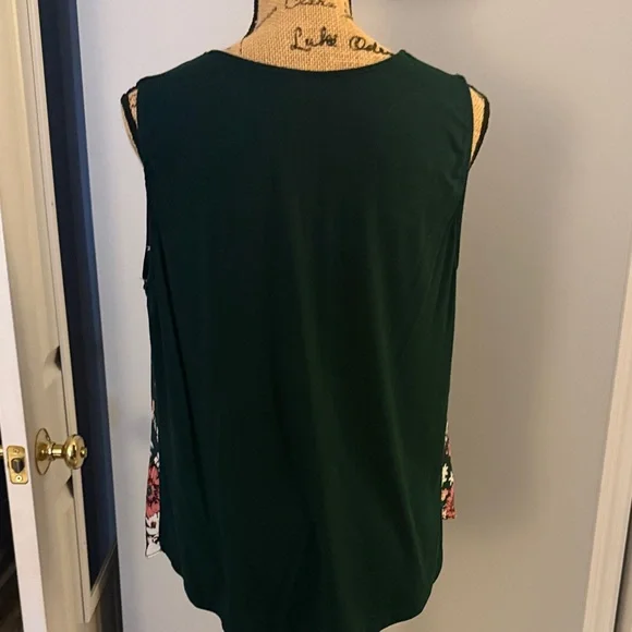 New York & Company Floral Blouse - Dark Green and Pink - Picture 3 of 3